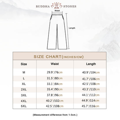 Buddha Stones Solid Color Cotton Linen Men's Wide Leg Pants With Pockets