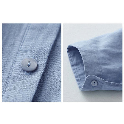 Buddha Stones Solid Color Button Three Quarter Sleeve Shirt