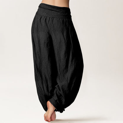 Buddha Stones Sun Moon Stars Pattern Women's Elastic Waist Harem Pure Cotton Pants