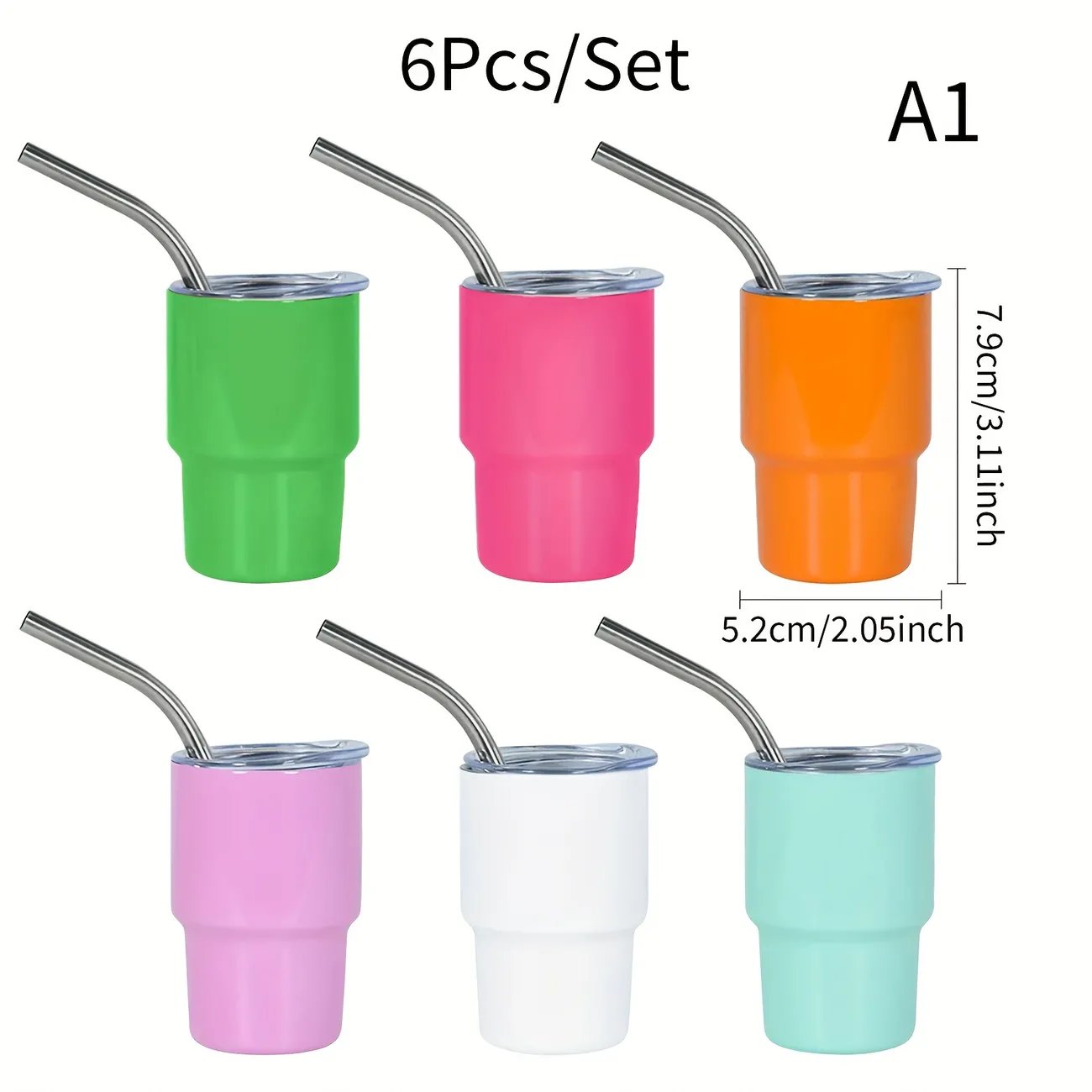 🔥Last Day Special Sale 49% OFF🍀3oz Mini Stainless Steel Wine , Mini Car Cups, Vacuum Shot Cup With Straw